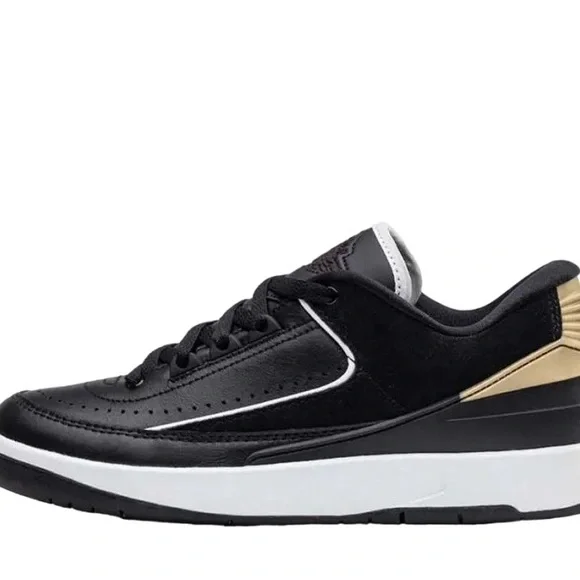 Jordan Black and Gold Sneakers Classic Low-Top Style - Picture 4 of 4